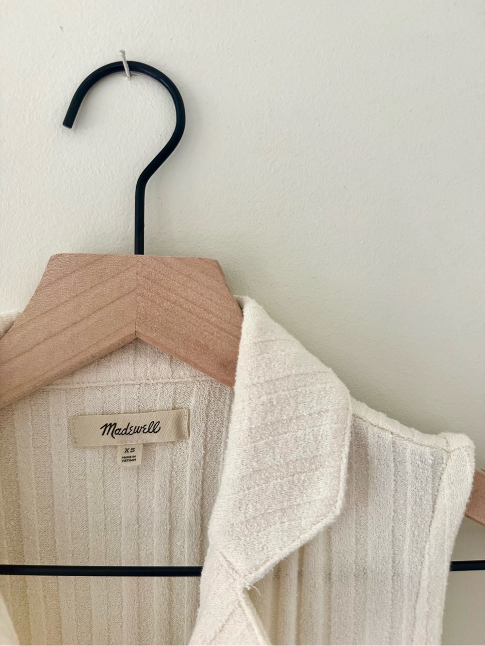 Madewell Ribbed Sleeveless Collared Knit Top - Cream - Picture 3 of 3